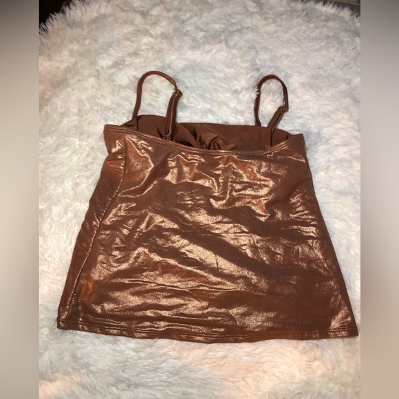 VENUS Shimmering Bronze Metallic Ruched Bikini Top size 6 - Picture 10 of 12